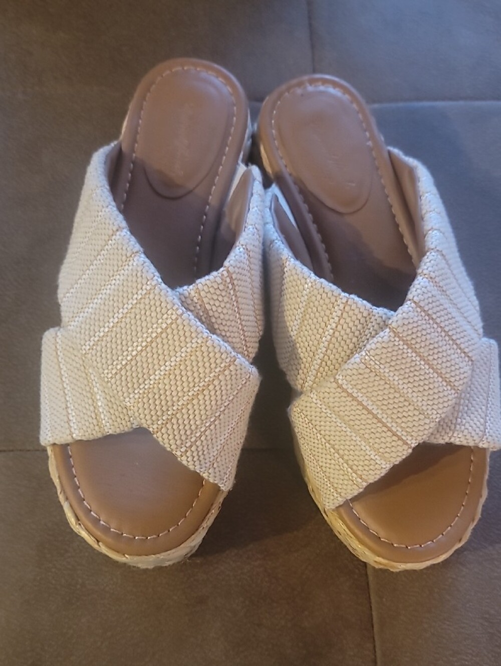 Women’s Cream Universal Thread Woven Espadrille Platform Sandal Sz 7 - Picture 7 of 7